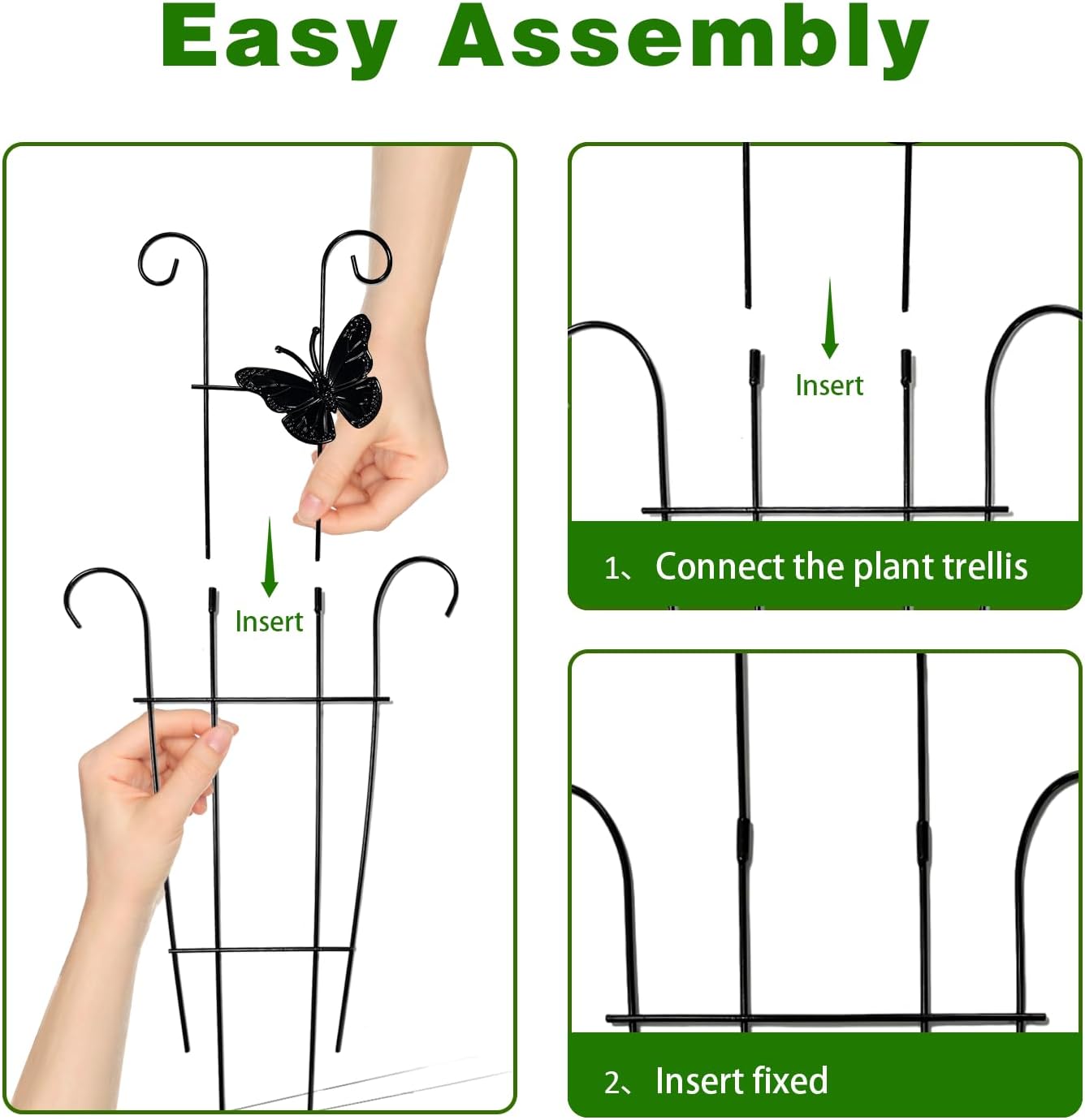 23 Inch Plant Trellis for Potted Plants, Sturdy Metal Houseplant Trellis for Climbing Plants Indoor Outdoor, Rust-Resistant Plant Support for Monstera Pothos Ivy, 2 Pack