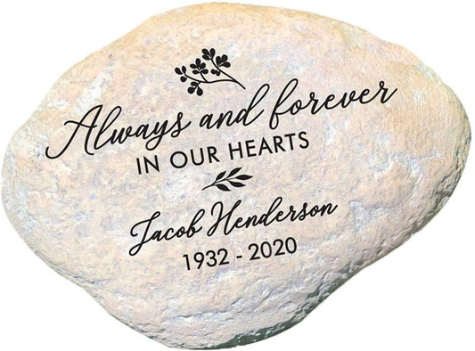 GiftsForYouNow Engraved Always and Forever in Our Hearts Memorial Garden Stone, 11.5" by 8.25"