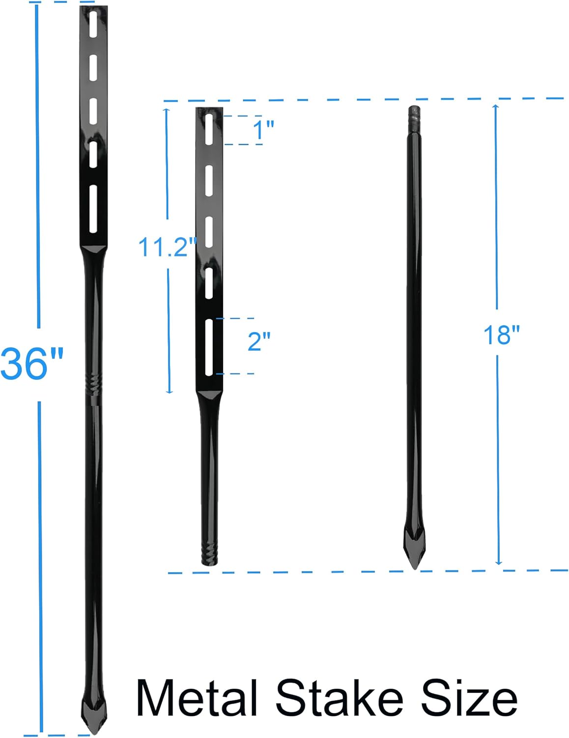36 Inch Heavy Duty Metal Stakes for Yard Signs, Black, 2 Pack with Hardware, Outdoor Lawn Parking Event Ground Stakes