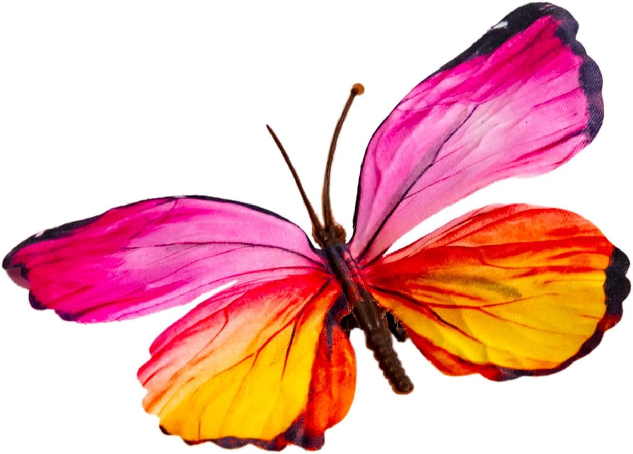 YCHTEWY-Decorative Butterfly Clips, 3D Artificial Silk Butterflies, Multicolor, 12-Pack, Home and Floral Decor (A Clip)