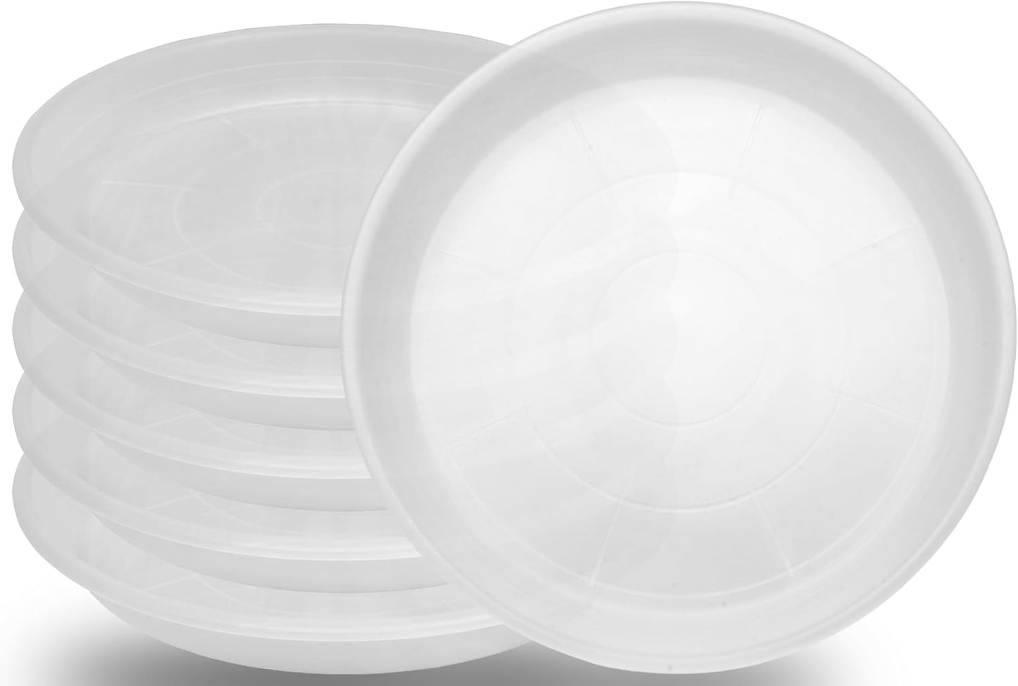 6 Pack Clear Plant Saucer 8 inch, Heavy Duty Plastic Plant Water Tray, Planter Saucers, Flower Pot Tray, Planter Tray, Bird Bath Bowls, Water Trays for Plant Pots 7"/8" (Clear)