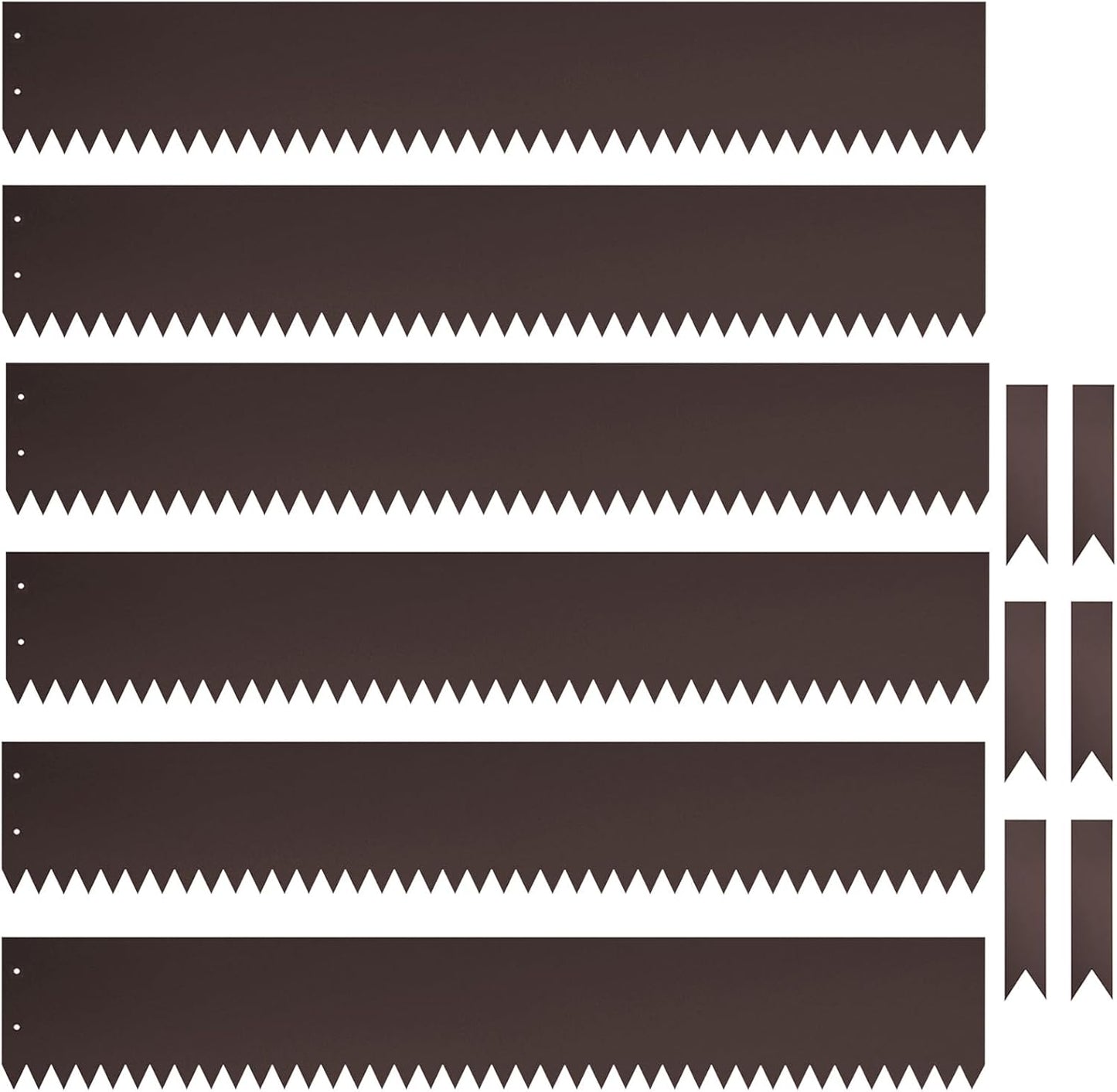 40" L x 6" H Metal Landscape Edging, Heavy Duty Galvanized Steel Garden Edging,6 Pack Steel Landscape Edging with Clips for Lawn, Flower Bed, Yard (Brown)