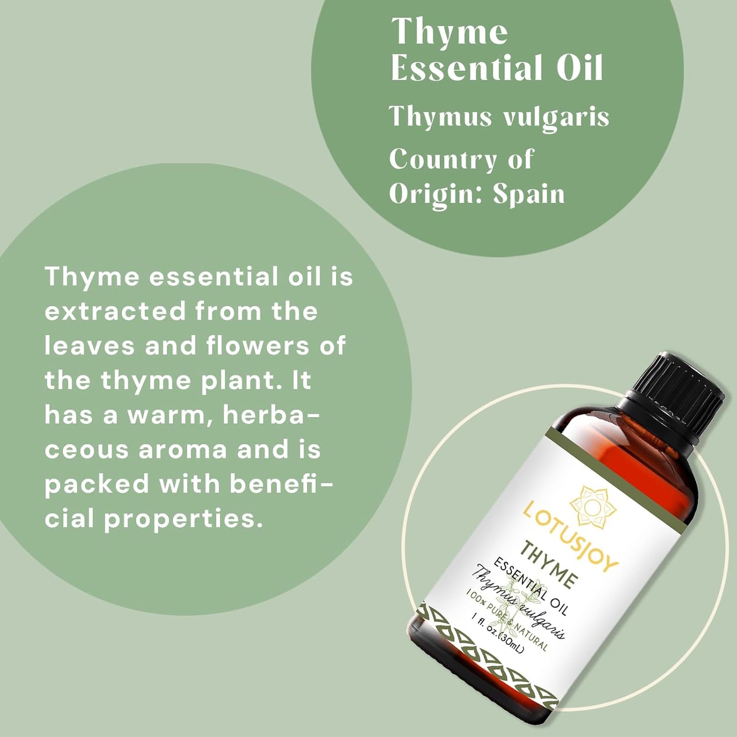Thyme Essential Oil for Diffuser, Skin, Hair - 1 Oz