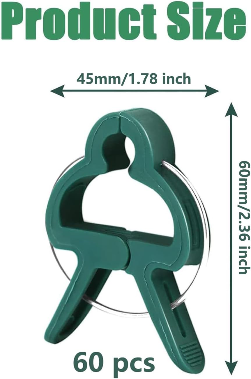 60 Garden Plant Clips,Plant Support Clips Hold Plant Stems, for Multi-Purpose Plants Rattan Clip Rose, Sturdy Cucumber Orchid Clip Plant Support Adjustable Clip Green (Large 60Pcs), DHYWJ-01