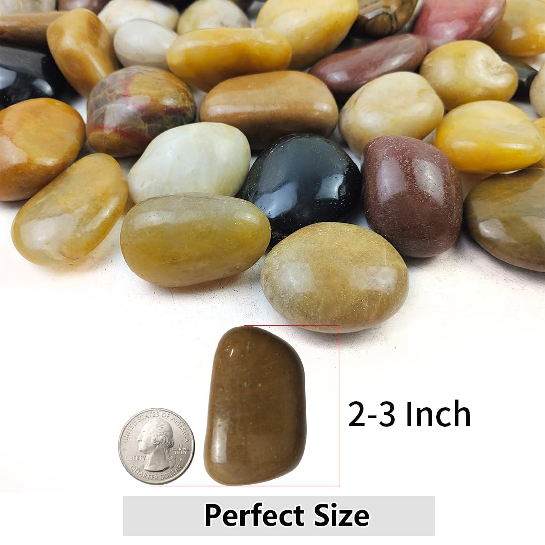 5lbs Pebbles for Indoor Plants, 2-3 Inch Mixed Color High Polished Large River Rocks Outdoor Decorative Stones Vase Filler Fish Tank Aquariums Landscaping Garden Outdoor and Indoor DIY