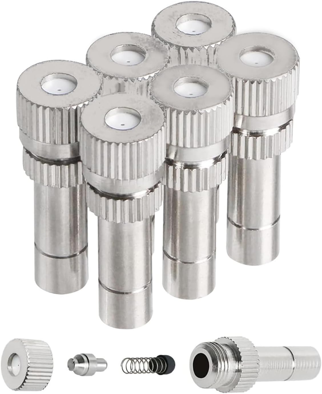 20pcs Brass Mister Nozzles, 6mm Misting Nozzles for Outdoor Cooling System, Landscaping, Air Humidification, Greenhouse Irrigation (without Filter, 0.02"/0.5mm Orifice)