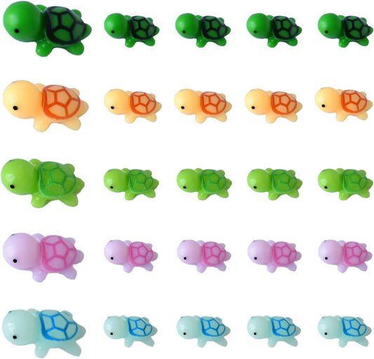 50 PCS Mini Turtle Miniature Sea Turtle Tiny Plastic Turtle Figurines for Garden Miniature Moss Landscape Decoration (Multi Colors)
