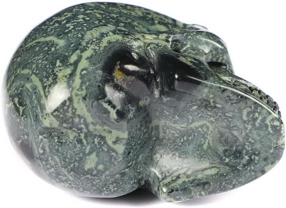 Skullis 2.0" Kambaba Jasper Crystal Carved Crystal Skull Head. Hand Carved Gemstone Fine Art Sculpture.3