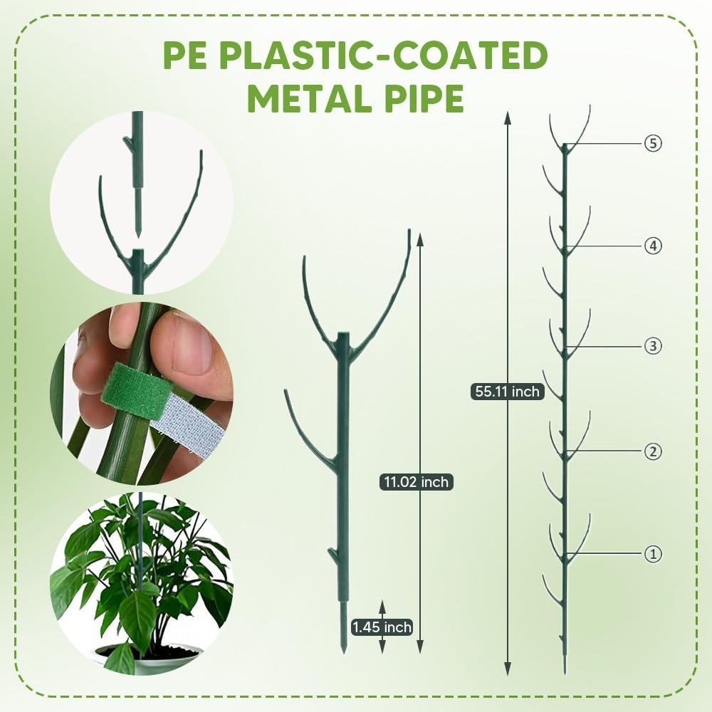 5 Pack Stackable Monstera Plant Support Stakes, Garden Plant Stakes for Indoor and Outdoor Plants, Moss Poles Holder Stick Monstera Plant Stem Supports Structures for Climbing Potted Plants (5 Pack)
