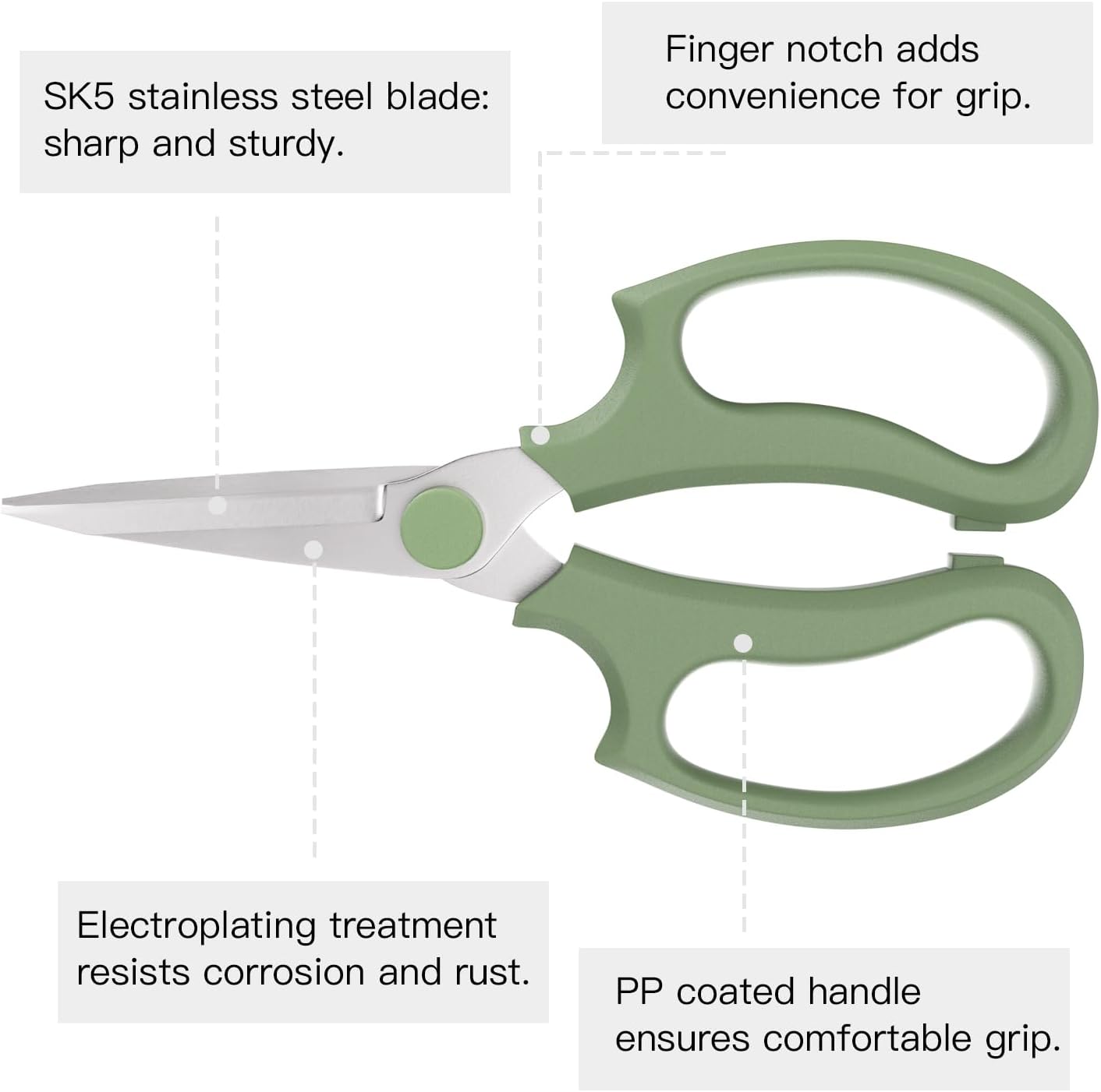 Flower Scissors, Strong Floral Shears,3PCS Premium Steel Garden Pruning Shears Floral Fruits Leaf Scissors Hand Pruner Snip Trimming Tool for Gardening Flower Arrangement, Green