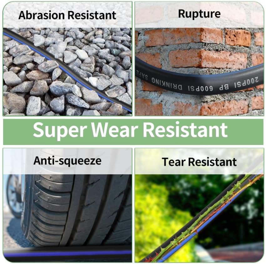 25 FT Garden Hose, Flexible No Kink Heavy Duty Garden Water Hose Flex Copper Bullet Collapsible Washer Rubber Hose 5/8 Soft Lightweight Outdoor Waterhose Manguera Para Jardin