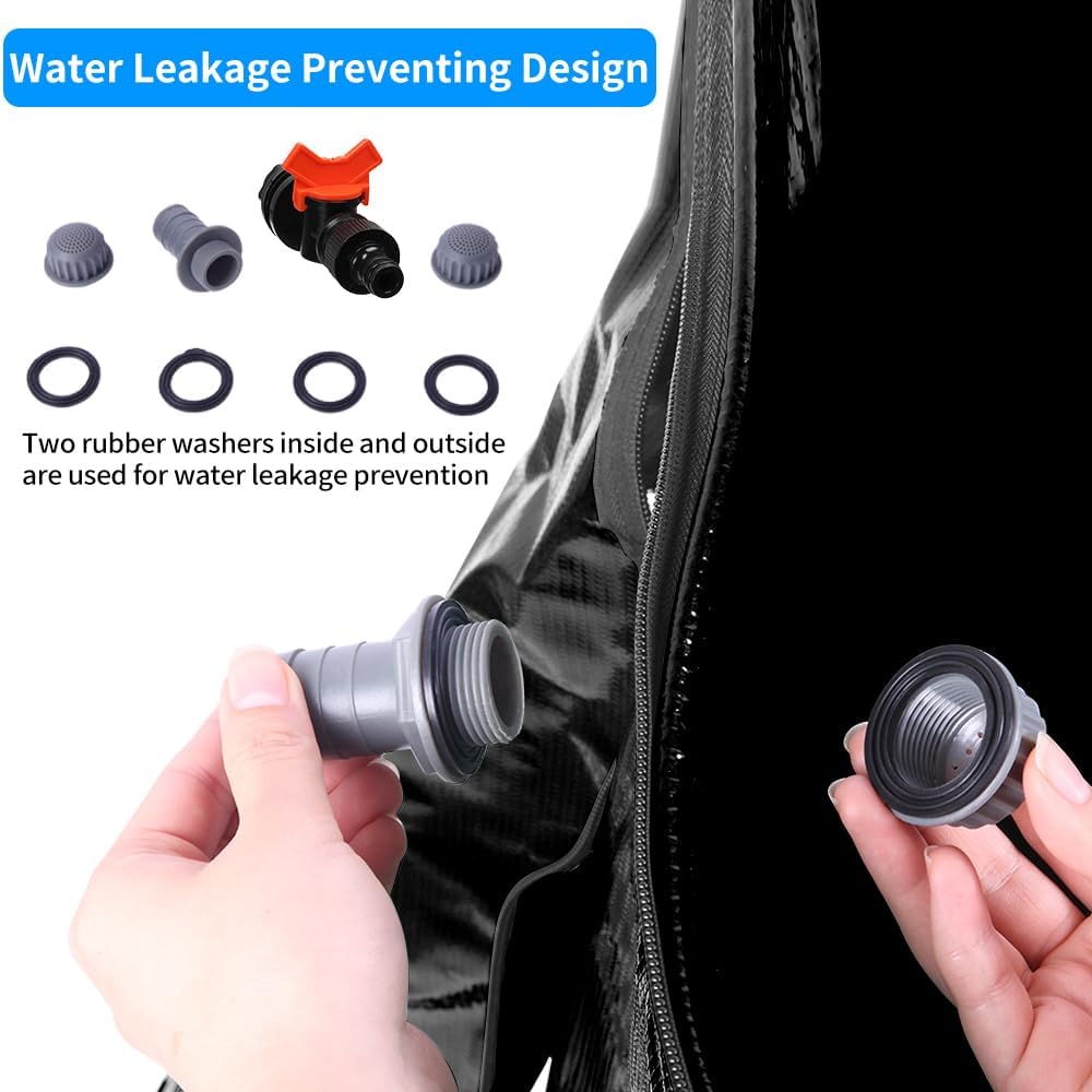 132 Gallon Collapsible Rain Barrel, Water Storage Tank, Portable Rainwater Collection System, Rain Catcher Barrel with Two Spigots and Overflow Kit, Rain Water Barrel Collector for Garden, Black