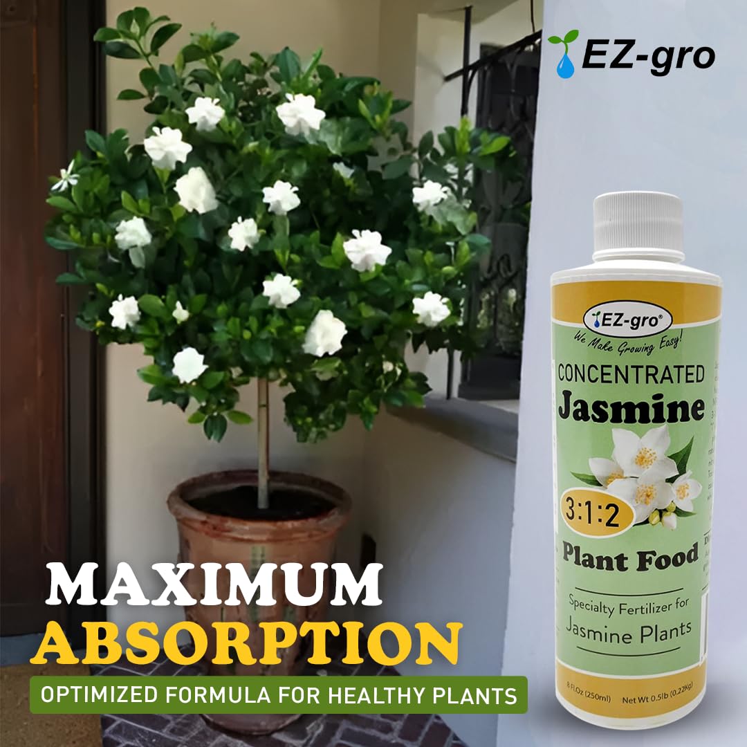 EZ-GRO Professional Liquid Jasmine Fertilizer - 8 oz Bottle | 3:1:2 Concentrated Nutrients for Indoor Plant Food | Houseplant Fertilizer for Jasmine Flowers| Promotes Vibrant Plants & Strong Roots