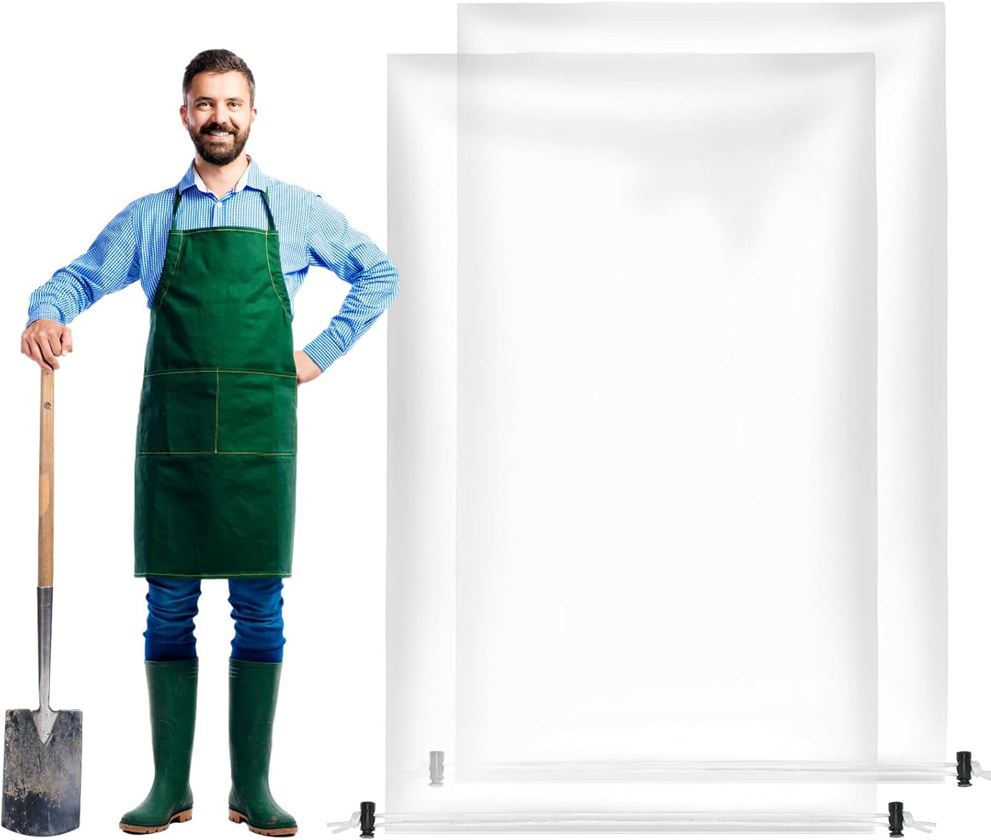 2 Pcs Large Winter Plant Cover Freeze Protection - 47.2" x 70.8" Plastic Plant Frost Bags with Drawstring, Transparent Waterproof Plant Shelter Coverings for Outdoors Garden Plants Shrubs Fruit Trees