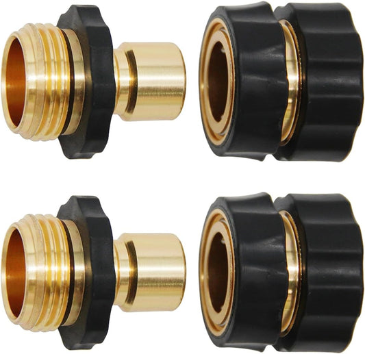 3/4 Inch Garden Hose Quick Connector Fittings, Easy Connector Fitting, Male and Female Set, (2)