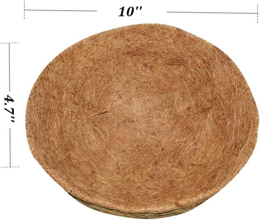 2PCS Hanging Basket Liners Coco Liner 10 Inch Round Coconut Coir Basket for Plants Replacement for Hanging Basket 100% Natural Coconut Fiber Plant Basket Liner for Garden Planter Flower Pot