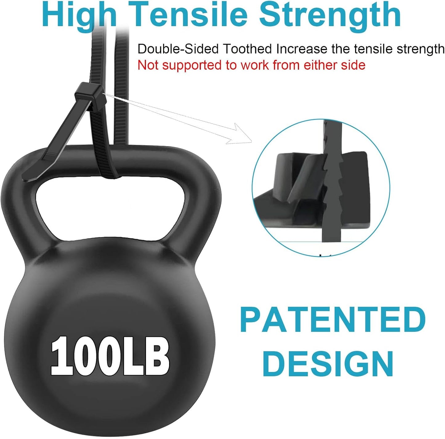 12 Inch Zip Ties Double Sided Toothed,100 LBS Tensile Strength Heavy Duty Cable Wire Ties With Self-Locking Adjustable More Durable Nylon Tie Wraps for Indoor Outdoor（100 Pack）