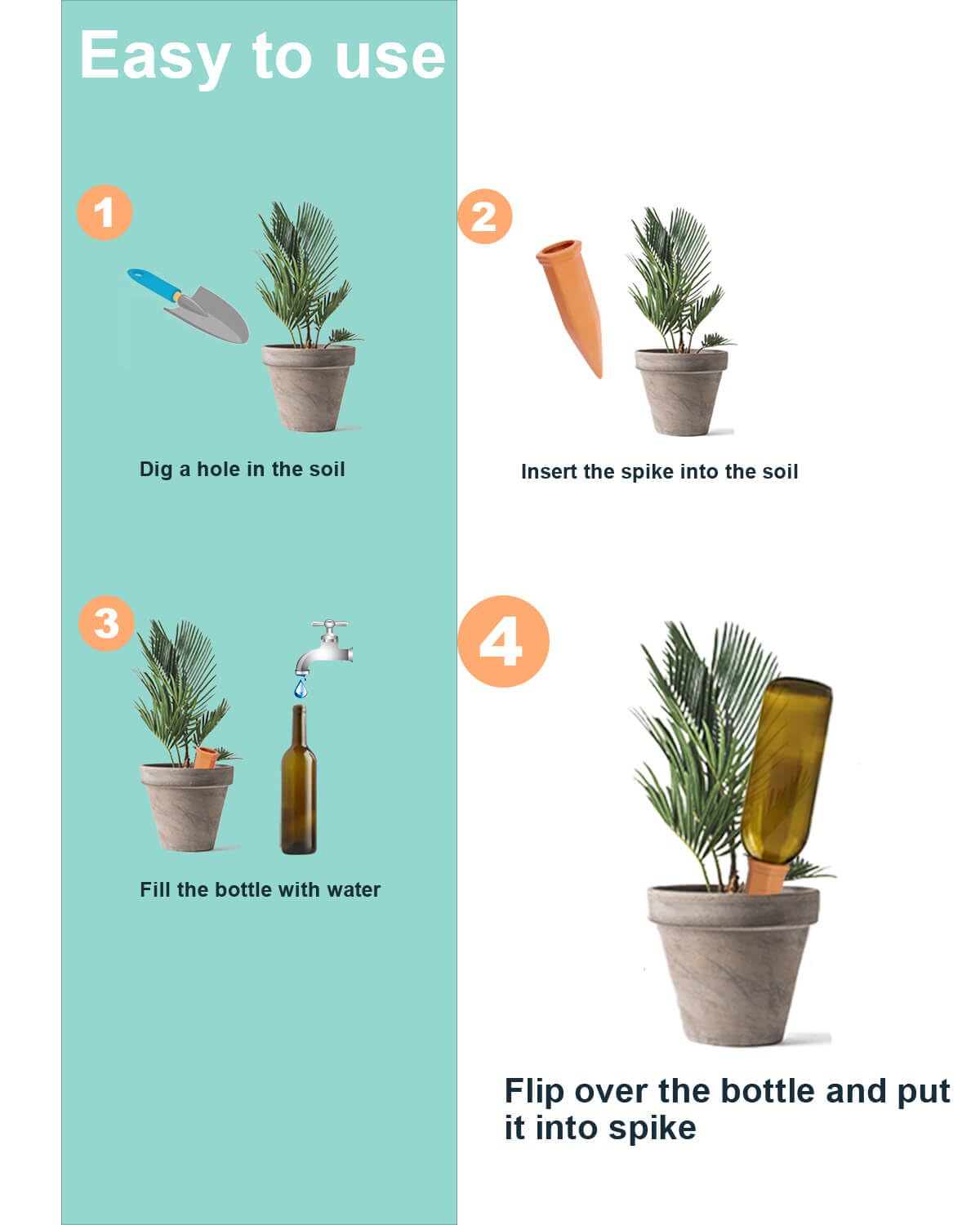 vensovo 10pcs Terracotta Watering Spikes - Colorful Automatic Self Watering Stakes, Plant Watering Devices for Wine Bottles Recycled Bottles, Clay Plant Garden Waterers for Vacations