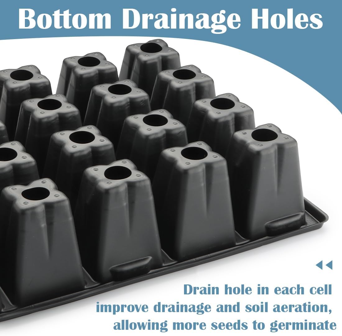 2.5 inch Square Pots 3.5 inch Deep 20 Cell Seedling Trays with Water Collection Nursery Trays (15"x11"x3") for Seeds Starting and Transplanting(5 Sets)