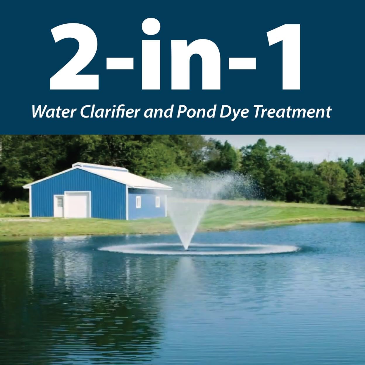 Airmax Pond Dye Plus, Twilight Blue Colorant & Natural Beneficial Bacteria, Large Pond & Lake Water Clarifier & Color Treatment, Shade Plants & Algae from Sunlight, Fish & Livestock Safe, 4 Gallons