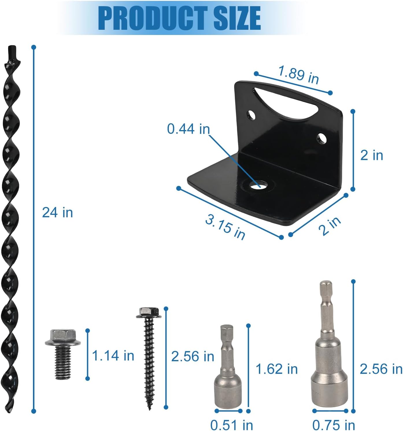 24" Heavy Duty Ground Anchors Screw in, 4 Pack Earth Anchors with Drill Adapter & Brackets, Metal Shed Anchor Kit for Storage Sheds, Mobile Home, Swing Set, Trampoline, Tent, Dog Tie-Out (No Straps)