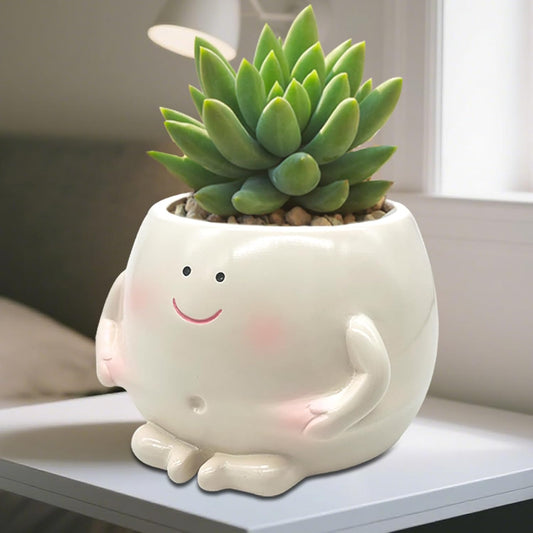 3.5" Smiley Face Planter Pot,Funny Belly Planters Design,with Drainage Hole Resin Cute Plant Pot,for Indoor Outdoor Plants