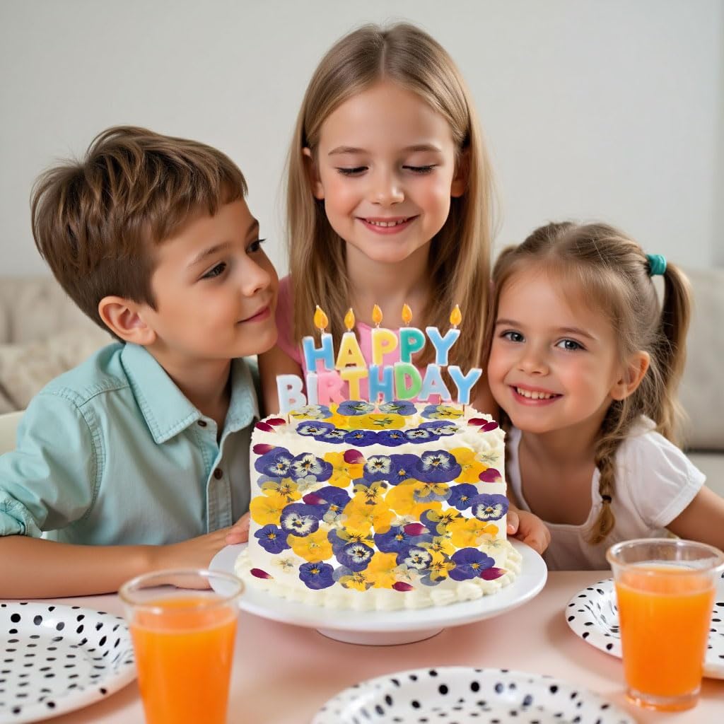 48 Pcs Mix Dried Pansy Flowers for Cake Topper Decoration, AHTONG Dried Pressed Flowers for Resin Jewelry Making Soap and Cupcake Decor(Pansy)