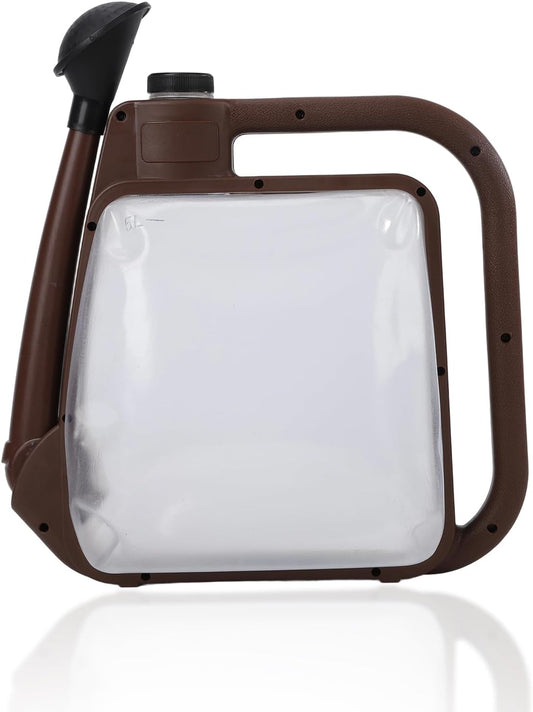 5L Foldable Watering Can, Lightweight Transparent with Water Level Indicator for Indoor Plants, Garden, Bonsai - Khaki