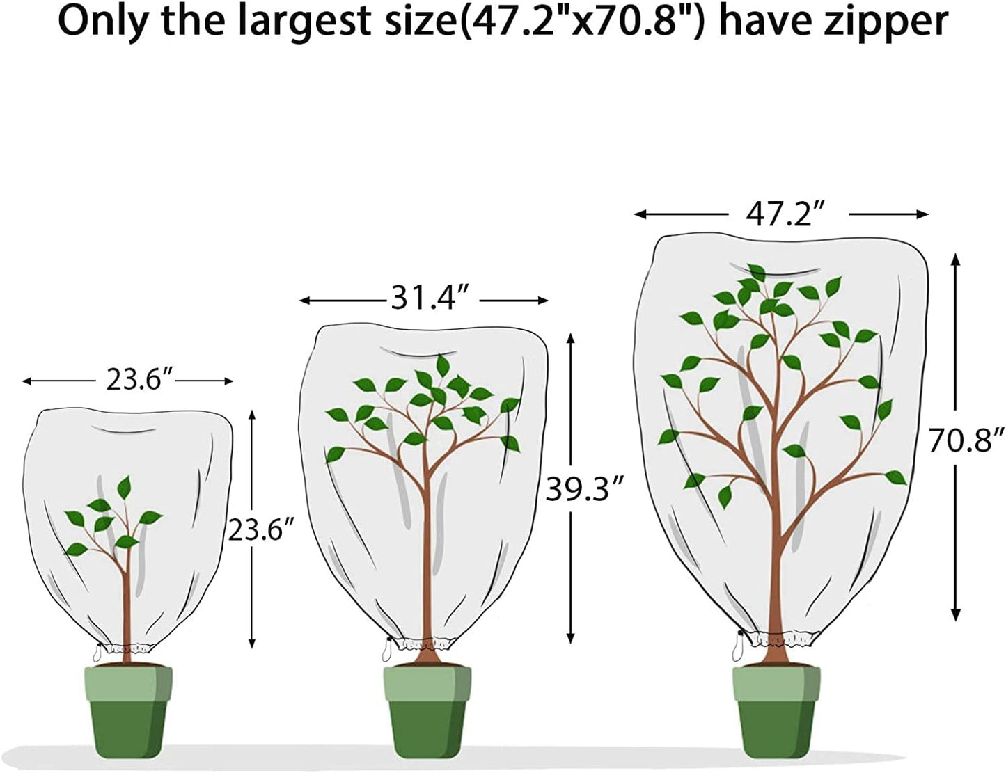 MIXC 2-Pack Plant Cover Tree Blanket Jacket Freeze Frost Protection Cloth for Potted Plants Fruit Trees (70.9‘’W×82.7‘’H)