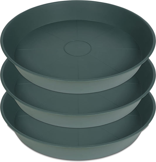 3 Pack of 20 22 inch Plant Saucer (19.2 Inch Base), 3.6" Depth Tray, Large Deep Garden Plastic Flower Planter Plant Trays for Indoors Outdoor Bath Bath (22", Green)