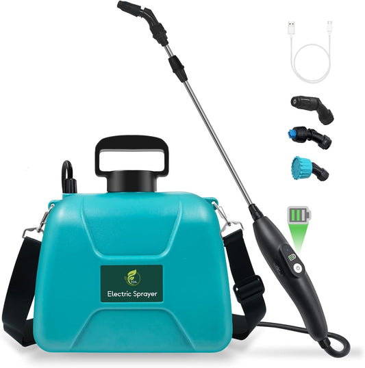 2 Gallon Battery Powered Garden Sprayer, Electric Sprayer with USB Rechargeable Handle, 3 Mist Nozzles, Retractable Wand, Water Pump Sprayers with Adjustable Shoulder Strap for Yard, Lawn and Garden