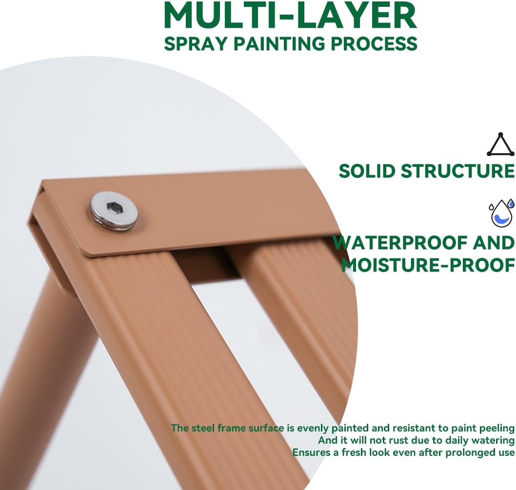 Metal Plant Stand, Rust-proof Aluminum Display Rack, Plants Display Stands Decoration Racks for Living Room Garden Balcony Patio (Wood Color, 31.5Inch Low Leg)