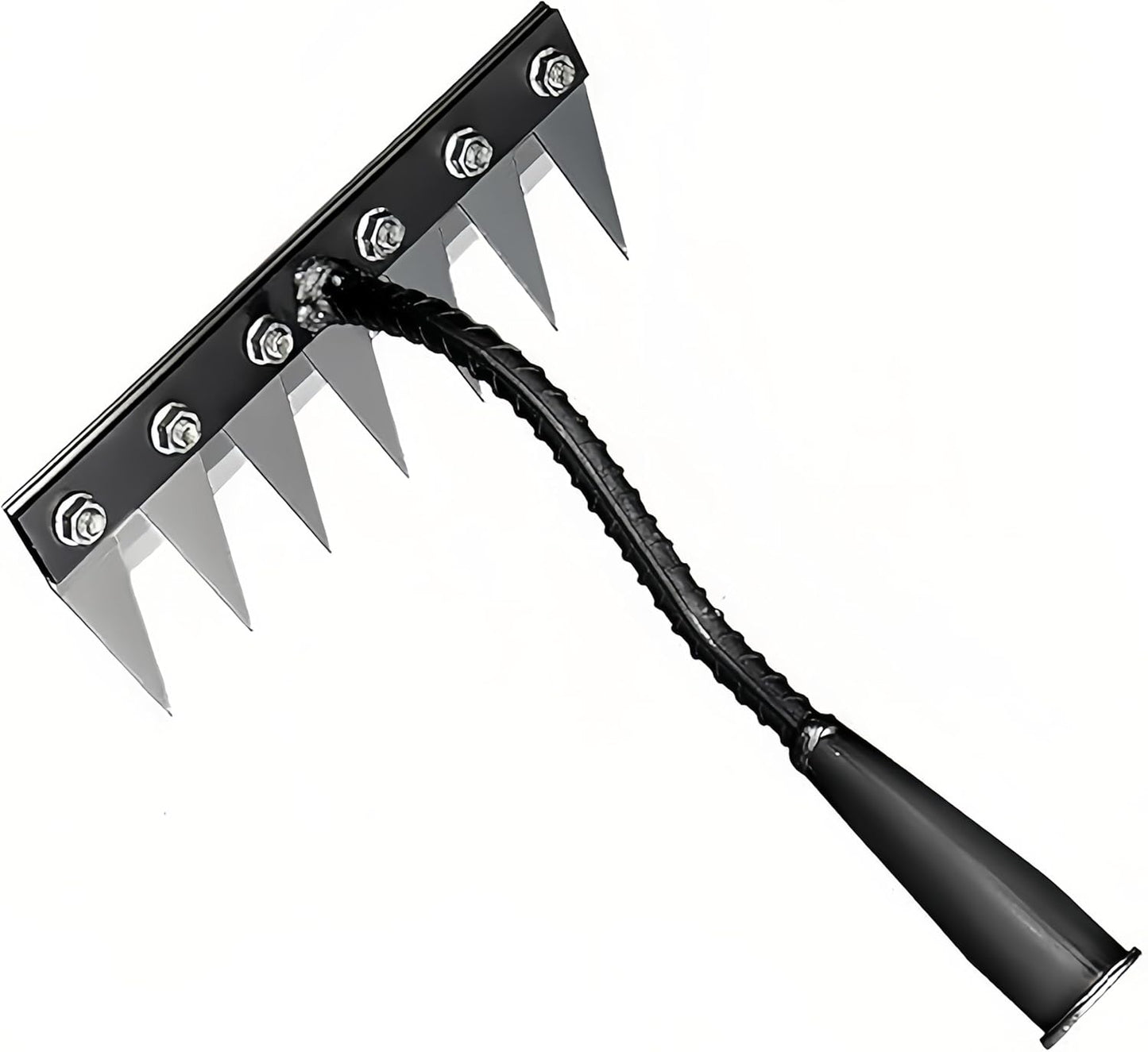 Gardenia Iron Weeding Rake, Iron Rake 2.0 for Gardening and Weeding, Detachable Double-Edged Blade Design Carbon Steel Heavy-Duty Weed Rakes,Hand Weed Puller Tools for Lawn Yard Garden Farm(7 teeths)