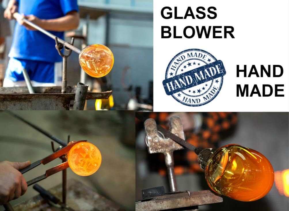 WOSIBO Hummingbird Feeder for Outdoors Patio Large 32 Ounces Colorful Hand Blown Glass Hummingbird Feeder with Ant Moat Hanging Hook, Rope, Brush and Service Card (Blue)