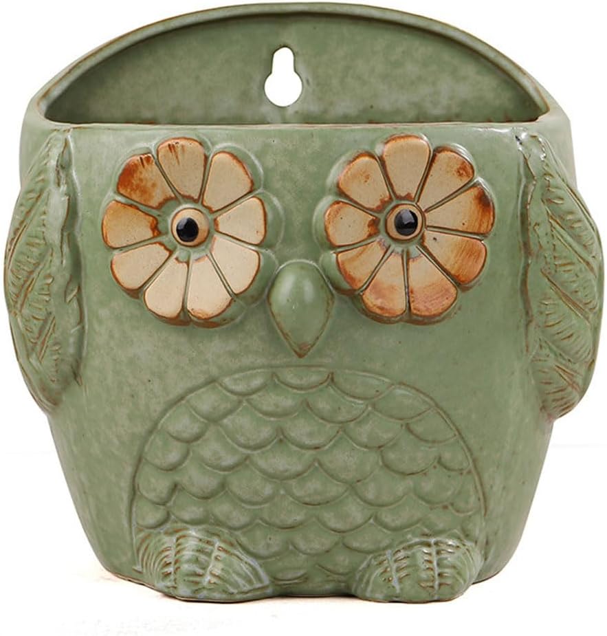 7Inch Ceramic Owl Wall Planter Hanging Planter Flower Planter Succulent Pot Indoor Outdoor Planter Garden Pots Large Ideal Gifts for Women, Mom or Birthdays
