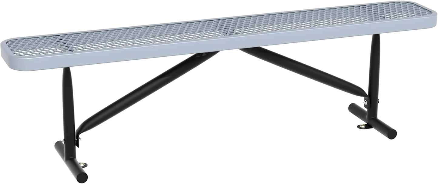 6 Feet Heavy Duty Metal Park Bench for Outside, Outdoor Bench with Portable Frame, Commercial Benches for Shopping Mall, Store, Park, Patio, Deck, Grey