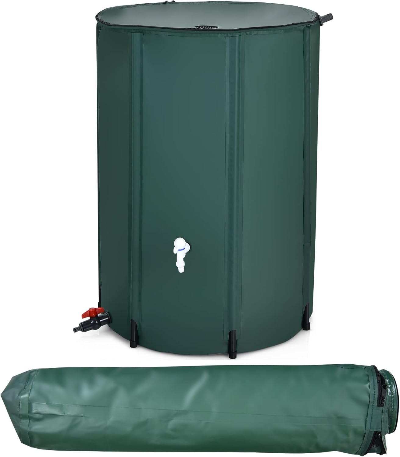 Happygrill 100 Gallon Collapsible Rain Barrel, PVC Rain Water Collection Barrel with Spigot Water Storage Container & Top Mesh, Portable Rain Barrels to Collect Rainwater from Gutter for Garden Lawn