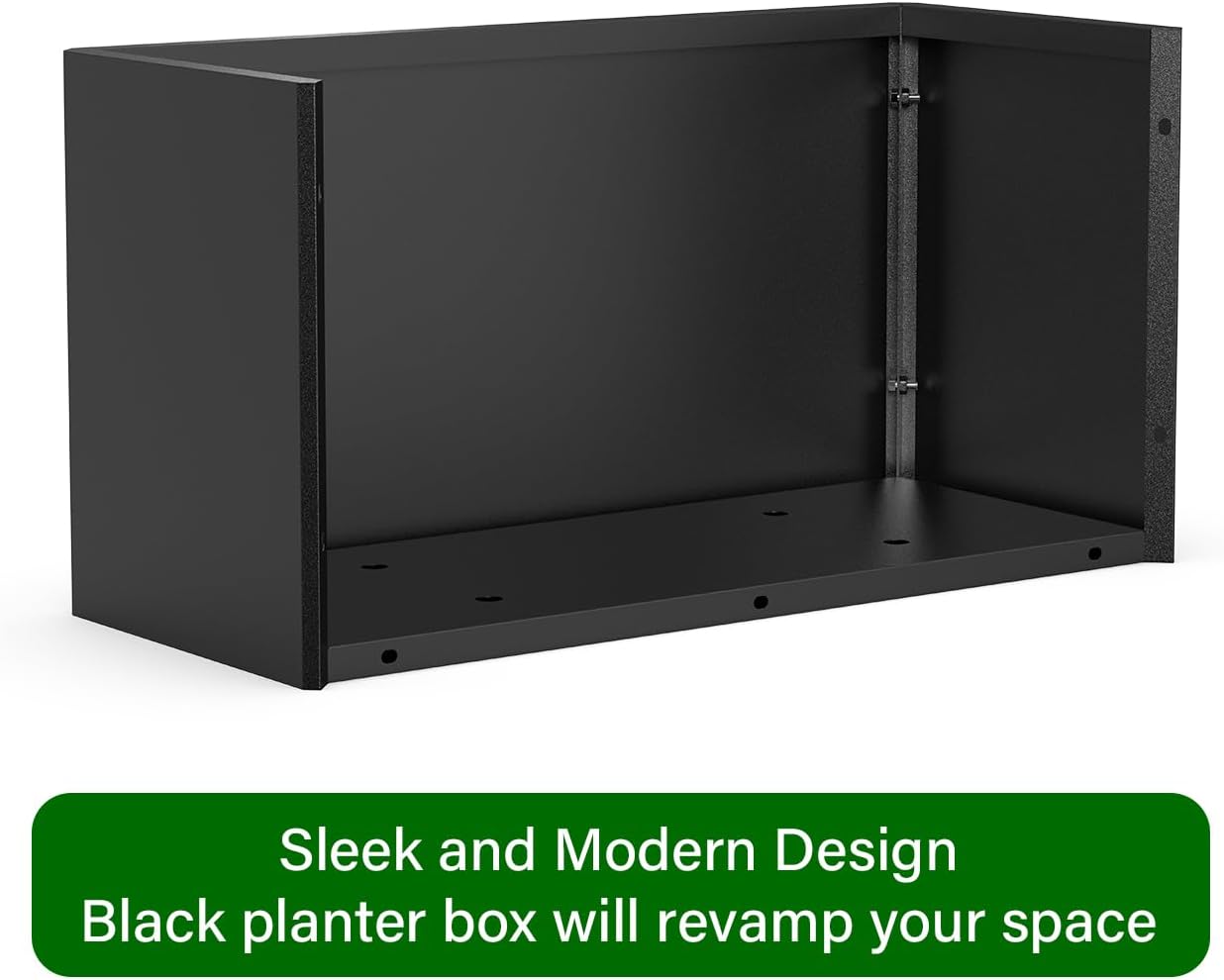 Metal Planter Box - Heavy Duty Rectangular Trough, All-Weather Rust-Resistant Design with 6 Drainage Holes | Large 36x15x15 Inch for Patio, Porch & Garden | Black