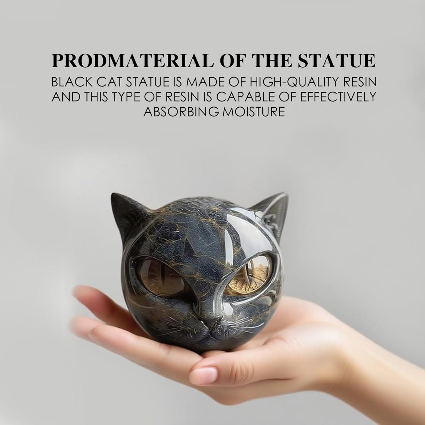 Luxury Black Cat Stone Sculpture – Elegant Home Décor & Gift-Ready Art Piece, Hand-Carved Crystals and Healing Stones Carved, for Cat Lovers (1*pcs)