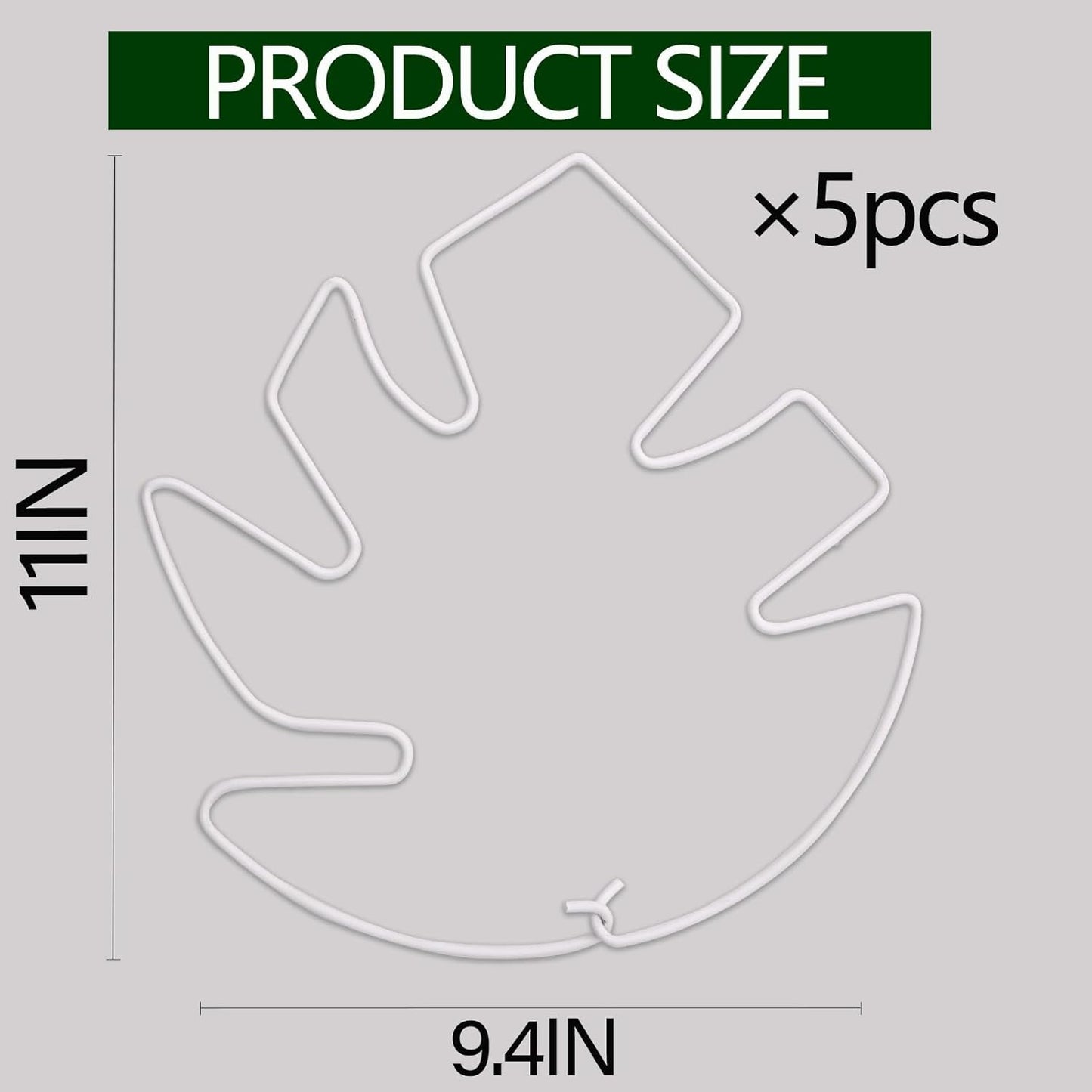 5PCS Monstera Plant Stem Support White - 11x9.4 inches, Durable Adjustable Leaf Supports for Indoor Plants, Fishbone Cactus Stake Holder for Garden Stability