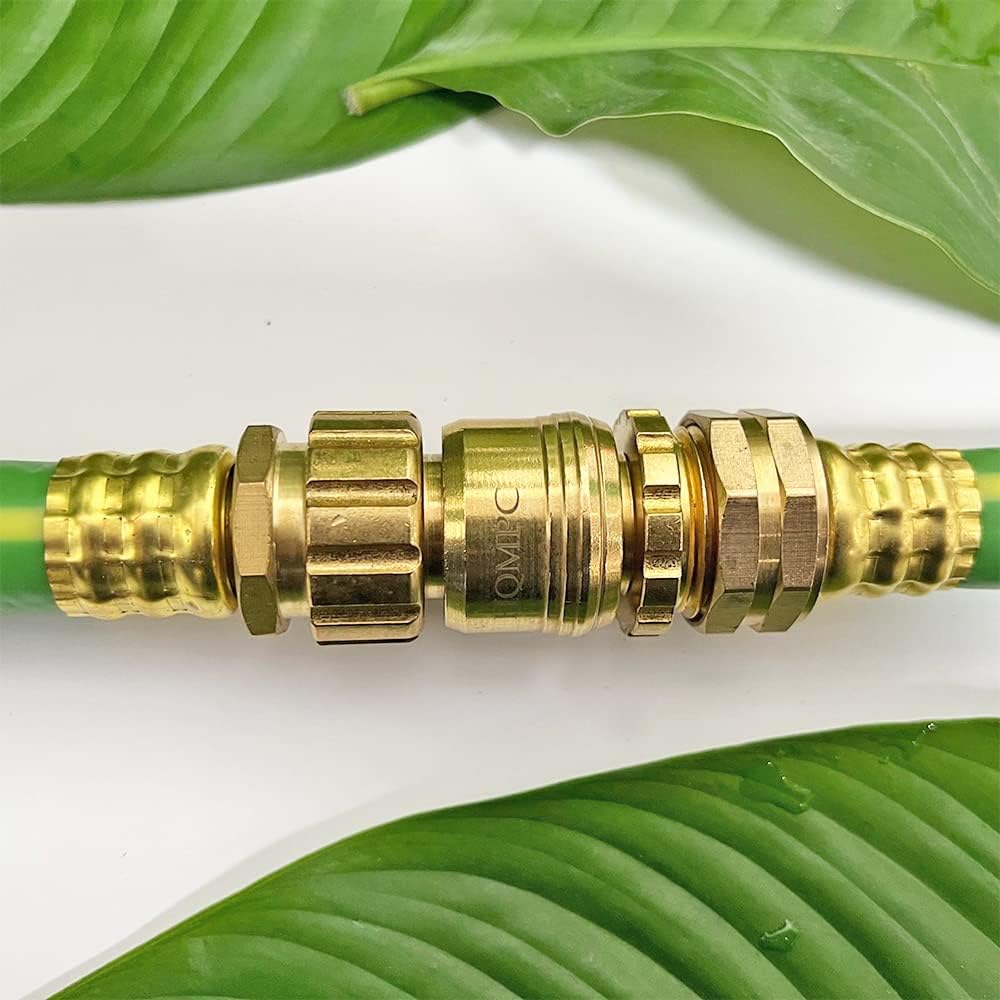 HQMPC Garden Hose Quick Connect No Pb Brass Hose Quick Connect Quick Connect Hose Fittings Water Hose Connectors 3/4" GHT (4SETS)