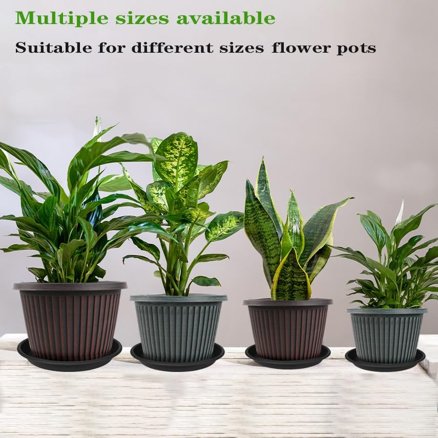 6 Pack of 12 inch Plant Saucer Plant Tray, Plastic Plant Saucer 12 inch, Heavy Duty Plant Tray for Pots, Plant Saucers for Indoors Planter, Garden Water Plate Bowls 10"/11"/12" (Black)