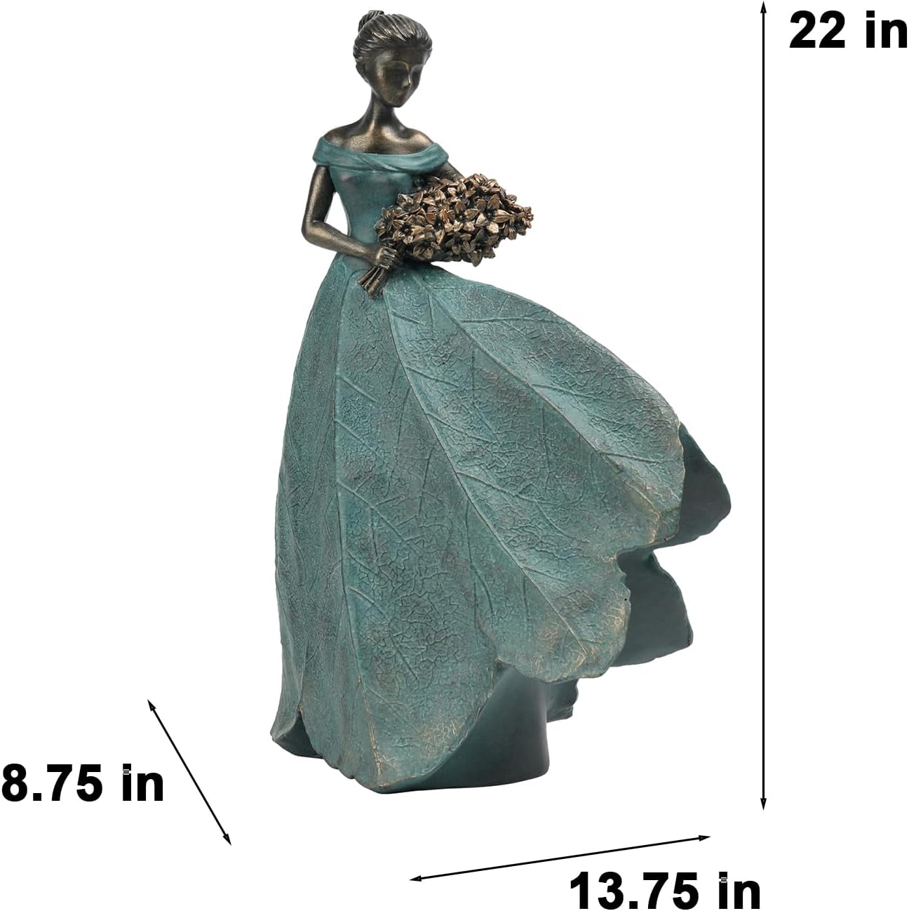 Guichifun Fairy Statue Collection Home Decoration - 22IN Leaf Angel Girls Resin Large Home Decor for Outside or Inside Rustic Garden Outdoor Yard Fantasy Figurines Gift 13.75 x 8.75 x 22 Inch