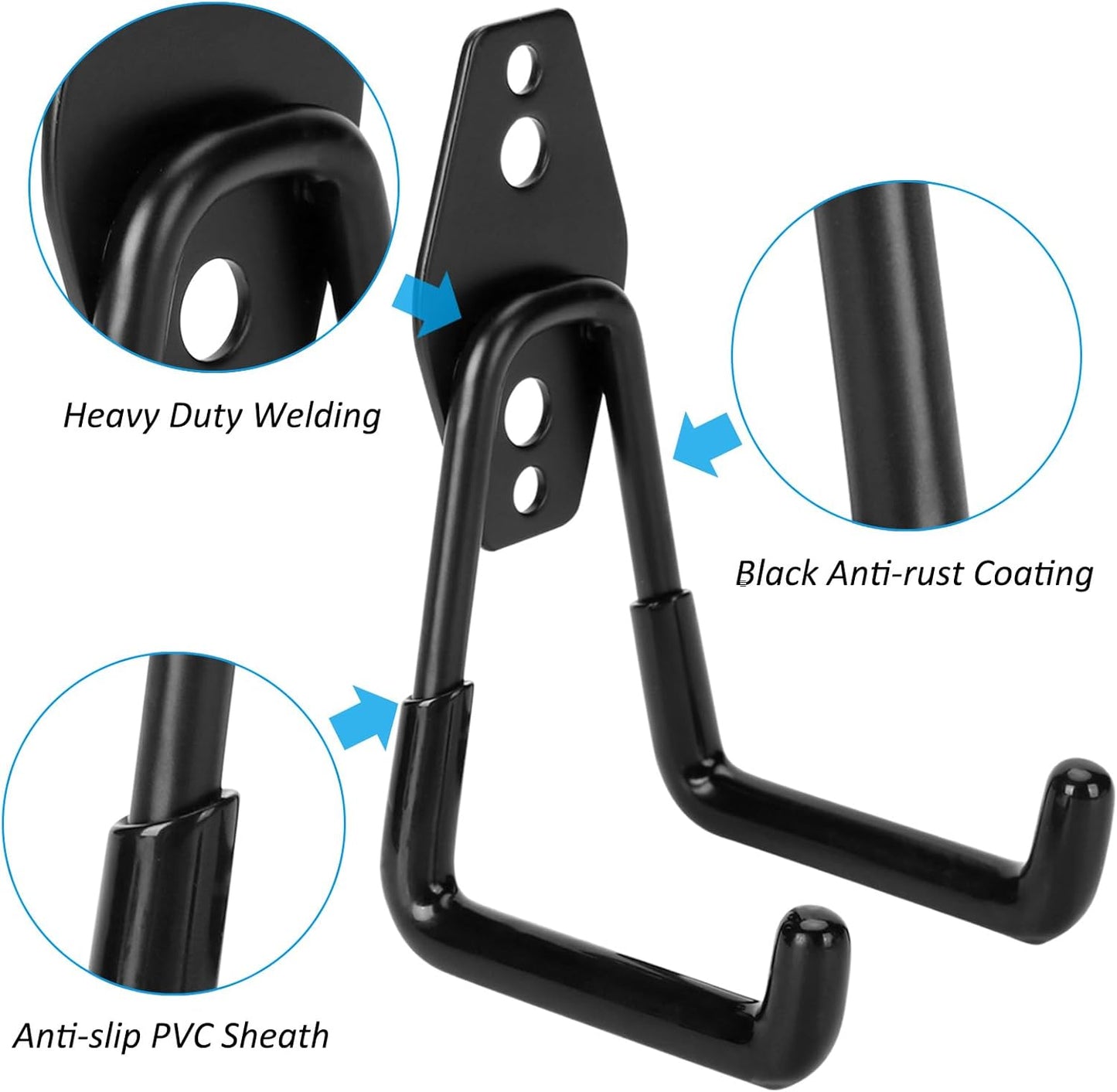 18 Pack Garage Hooks Heavy Duty - Supports 100 lbs, Utility Steel Garage Hanger & Organizer for Organizing Garden Lawn Tools, Ladders, Garden Hose, Digging Shovel, Bikes, Ropes