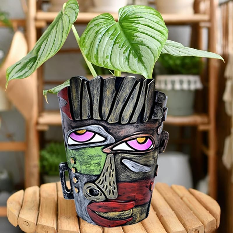 Abstract Face Planters Pots Head,Unique Head Planter for Indoor Plants,Funny Face Flower Pot,Colorful Plant Pots for Outdoor Garden Decor and Home Art Decoration(Classic)