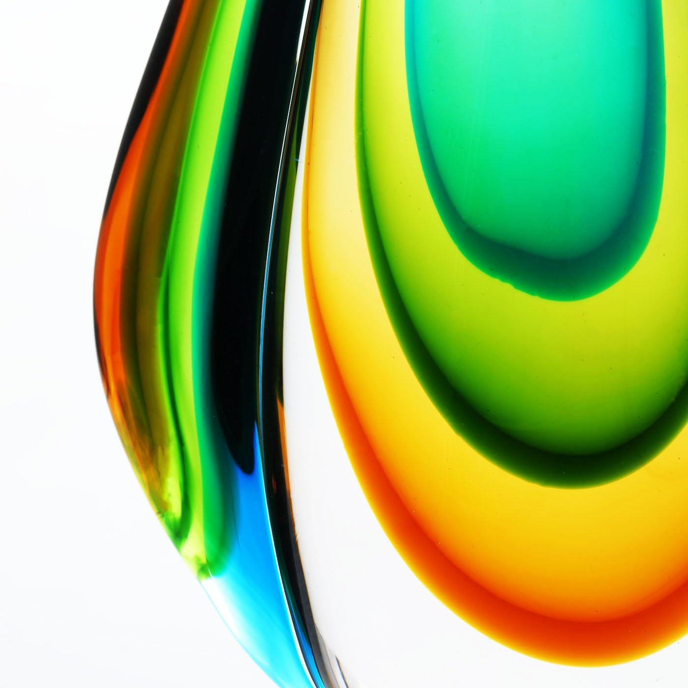 Luxury Lane Hand Blown Green Flame Teardrop Sommerso Art Glass Sculpture for Home Decor 14 inch Tall Centerpiece Table Decoration