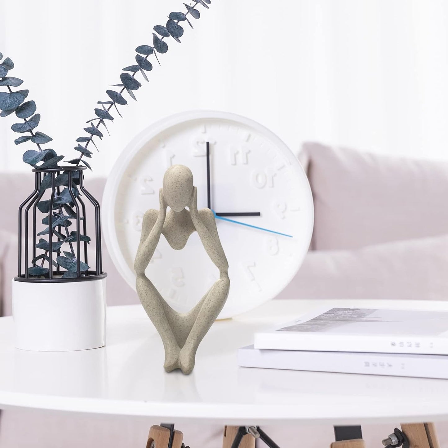 Sandstone Resin Thinker Style Abstract Sculpture Statue Collectible Figurines Home Office Bookshelf Desktop Decor(Sandstone - think Deeply)