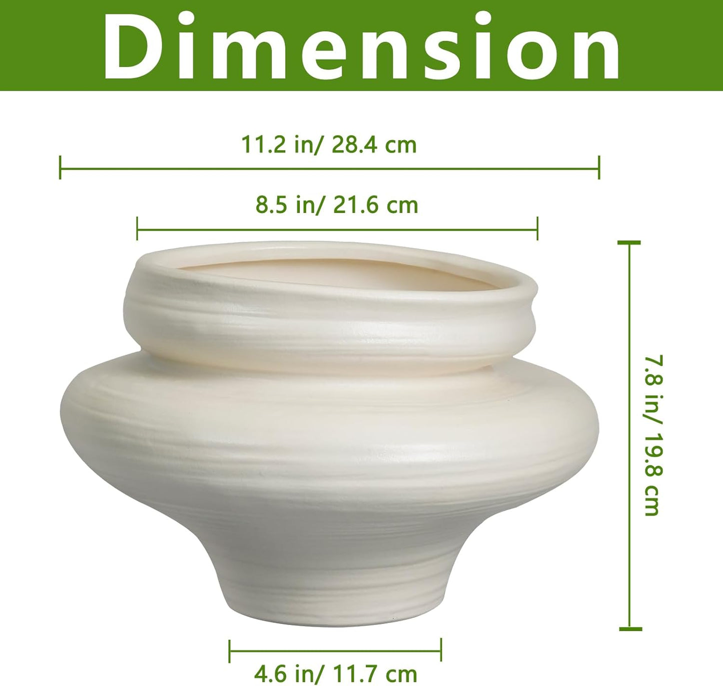 Ceramic Plant Pots 11 Inch - Bonsai Large Planters for Indoor Plants with Drainage Hole, White Planter for Home Garden Patio Office, Gift for Women Men