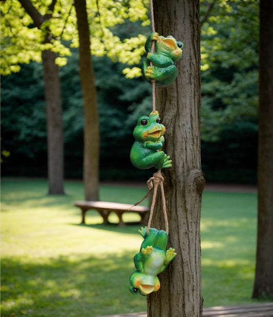 3pcs Hanging Frog Figurine and Statue Frog Toad Sculptures Garden Yard Art Decorations Outdoor
