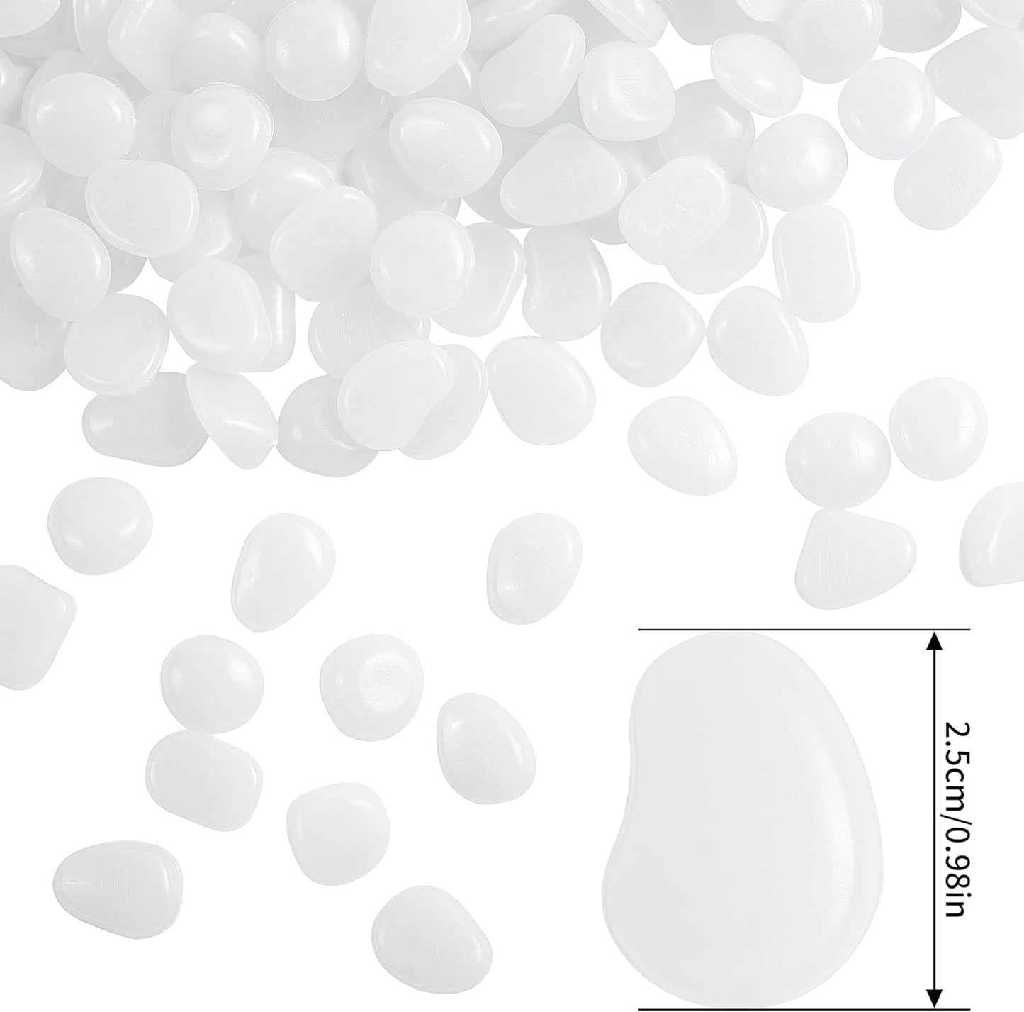 OSOPOLA 150 PCS Glow in The Dark Rocks - White Luminous Stones Fish Tank Accessories Turtle DIY Decor Pebbles for Fairy Garden Yard FD05WH150